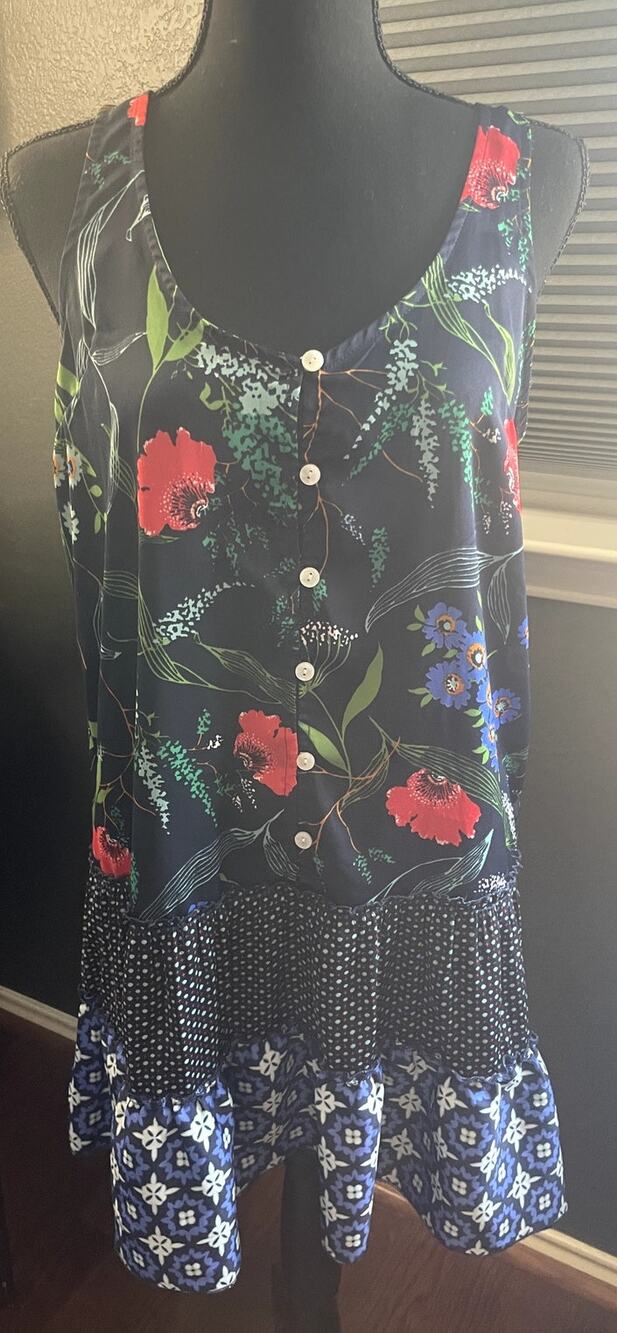 Aerie Mixed Print Tiered Ruffle V-Neck Mini Dress Sm